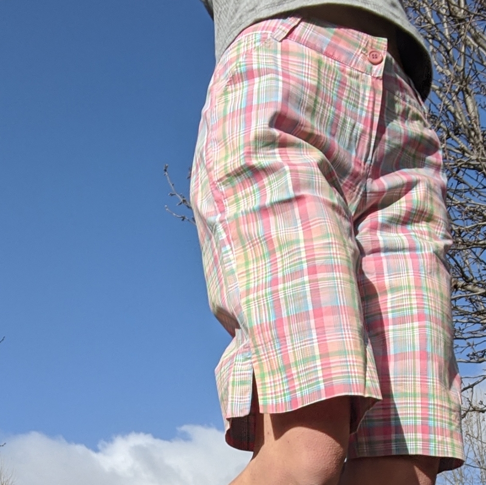 Thrill Pink Plaid Bermuda Shorts